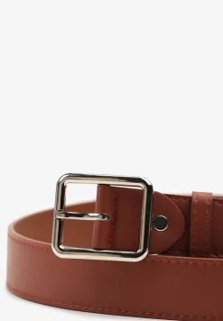 Brązowy Klasyczny Pasek z Geometryczną Klamrą Mevinala