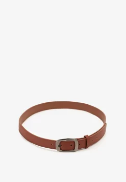 Brązowy Klasyczny Pasek z Klamrą o Geometrycznym Kształcie Revadelle
