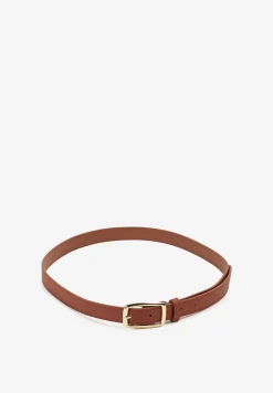 Brązowy Klasyczny Pasek z Geometryczną Klamrą Revarellea
