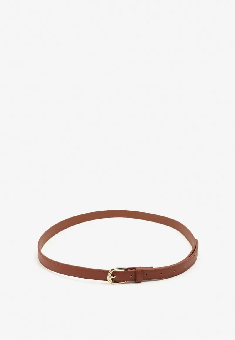 Brązowy Klasyczny Wąski Pasek z Klamrą Revandrine