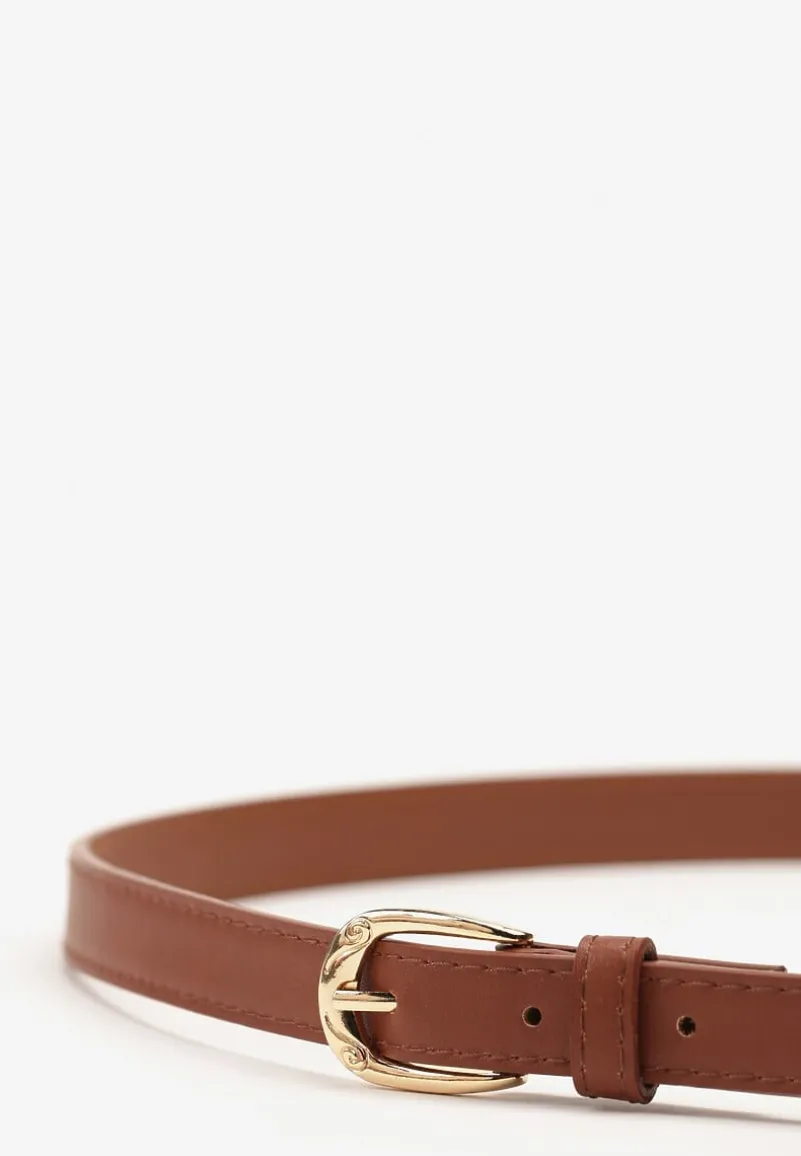 Brązowy Klasyczny Wąski Pasek z Klamrą Revandrine
