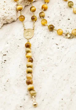 Brązowy Naszyjnik z Koralików i Ozdobnym Medalionem Lavendoni