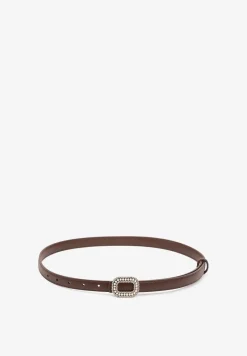 Brązowy Pasek Ozdobiony Metaliczną Klamrą Qitanea