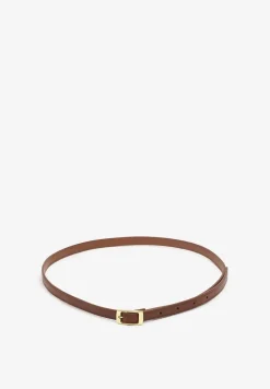 Brązowy Pasek Cienki z Prostokątną Klamrą Voreyna