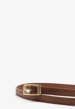 Brązowy Pasek Cienki z Prostokątną Klamrą Voreyna