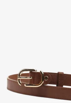 Brązowy Pasek Ozdobiony Metalową Klamrą Pulinia
