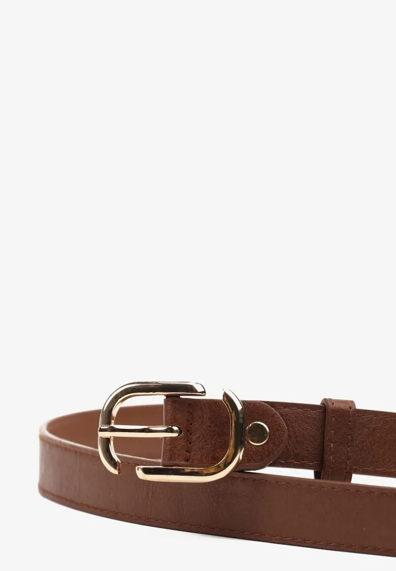Brązowy Pasek Ozdobiony Metalową Klamrą Pulinia
