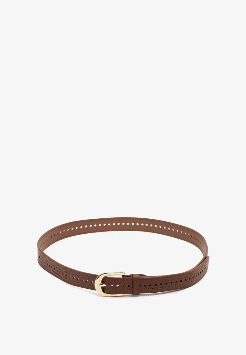 Brązowy Pasek Ozdobiony Zaokrągloną Klamrą Nairivian