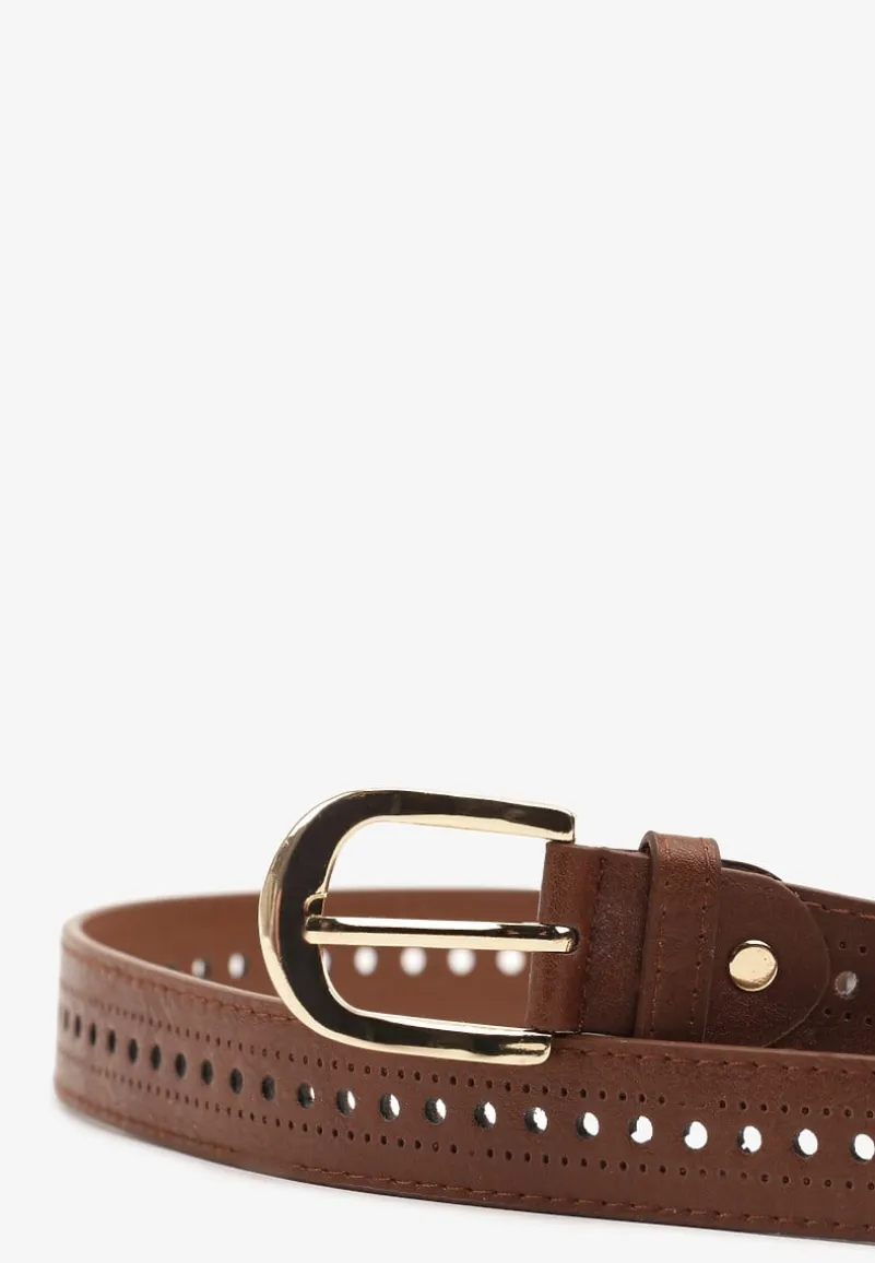 Brązowy Pasek Ozdobiony Zaokrągloną Klamrą Nairivian