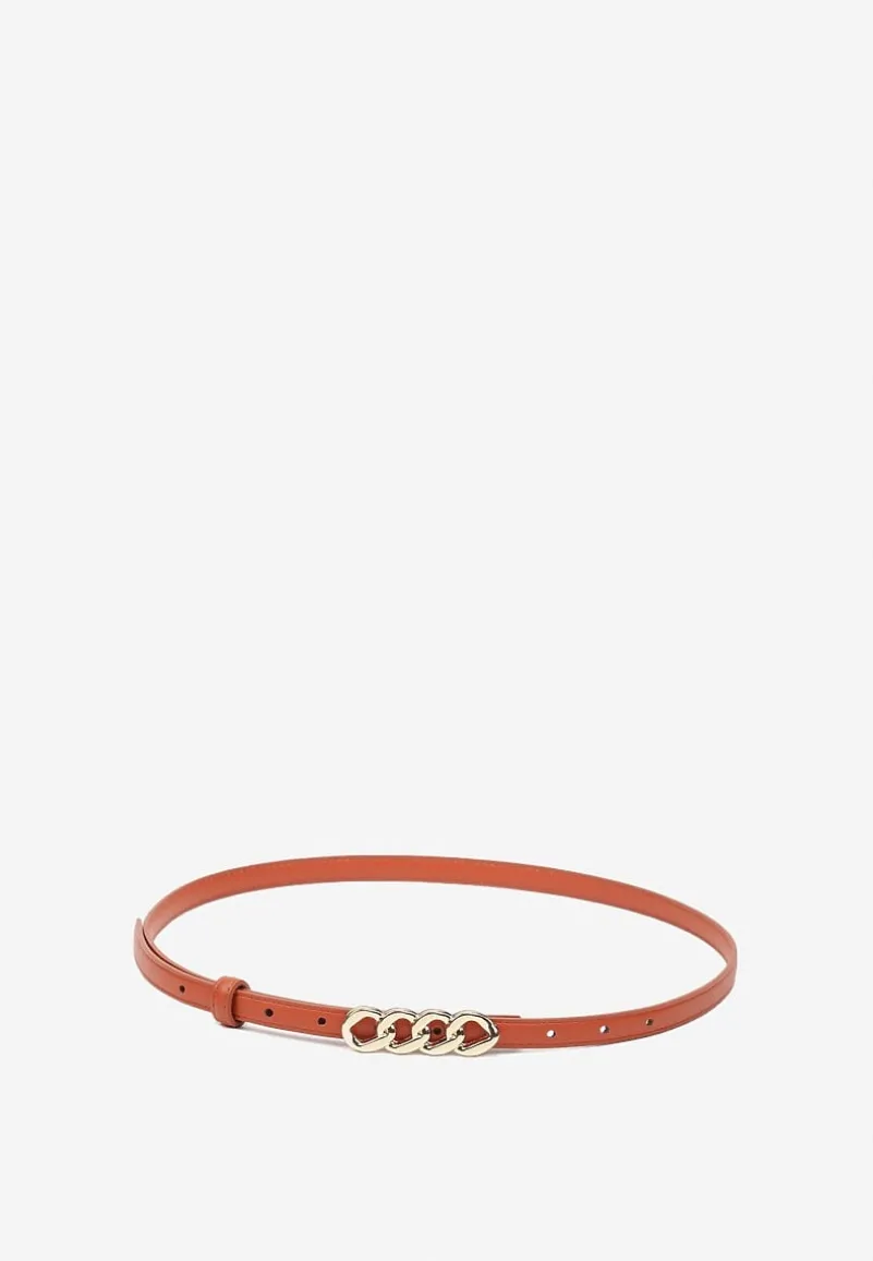 Brązowy Pasek z Klamrą Imitującą Łańcuch Uridia