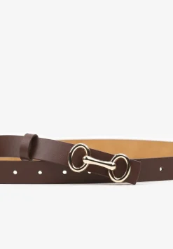 Brązowy Pasek z Metaliczną Sprzączką Pefia