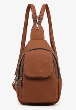 Brązowy Plecak z Dwoma Komorami Ozdobiony Klapą Nanovela