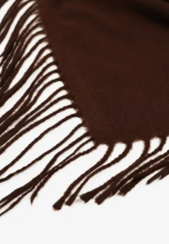 Brązowy Szalik z Bawełny i Wiskozy o Kwadratowym Fasonie z Frędzlami Merya