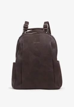 Brązowy Trapezowy Plecak z Dwiema Komorami i Rączką Damilora