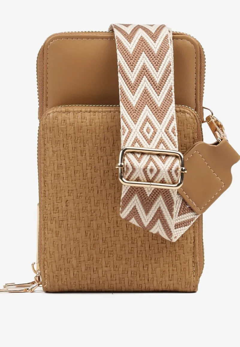 Ciemnobeżowa Dwukomorowa Torebka w Stylu Etui Virseki