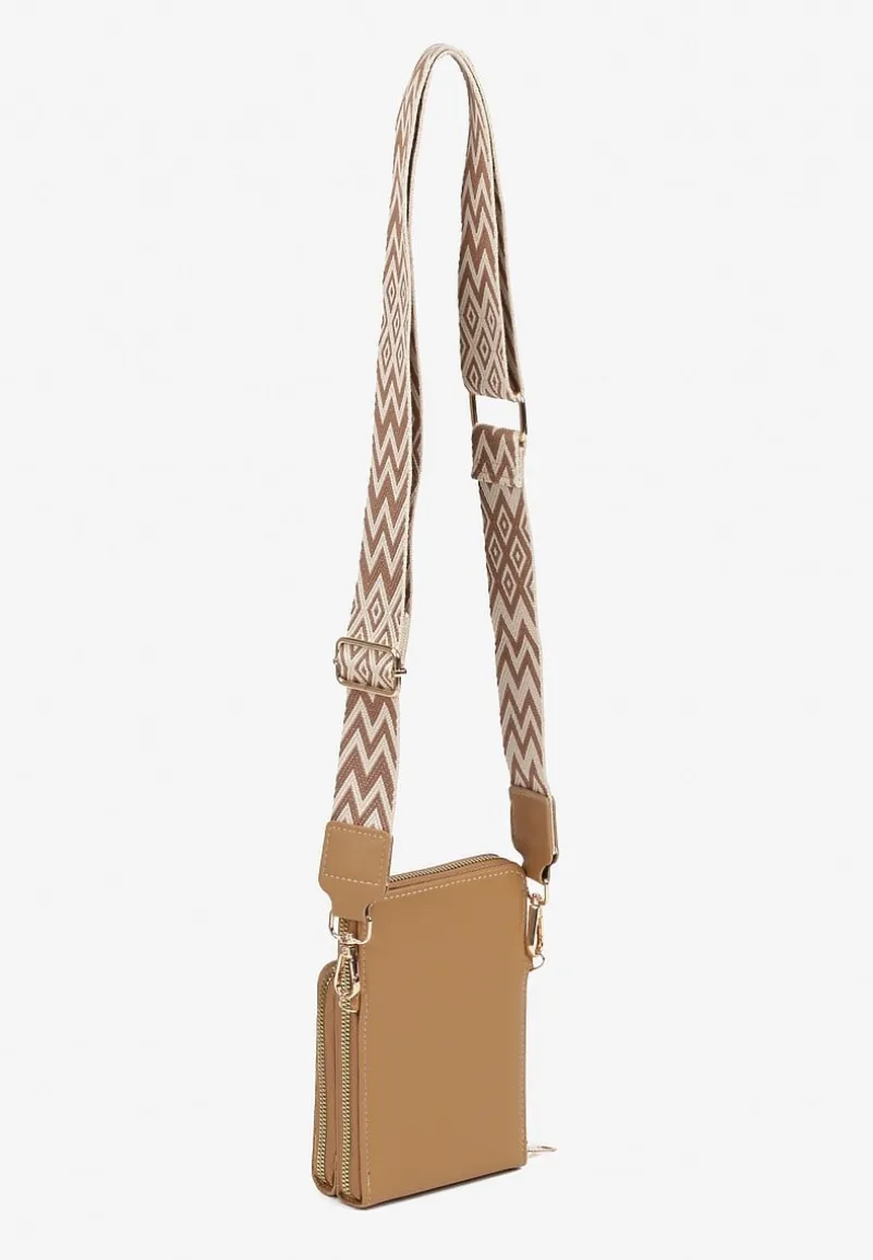 Ciemnobeżowa Dwukomorowa Torebka w Stylu Etui Virseki