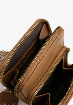 Ciemnobeżowa Dwukomorowa Torebka w Stylu Etui Virseki