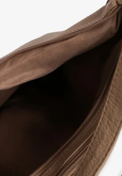 Ciemnobeżowa Torebka Hobo z Regulowanym Paskiem i Kieszeniami z Ozdobnymi Suwakami Sanirael