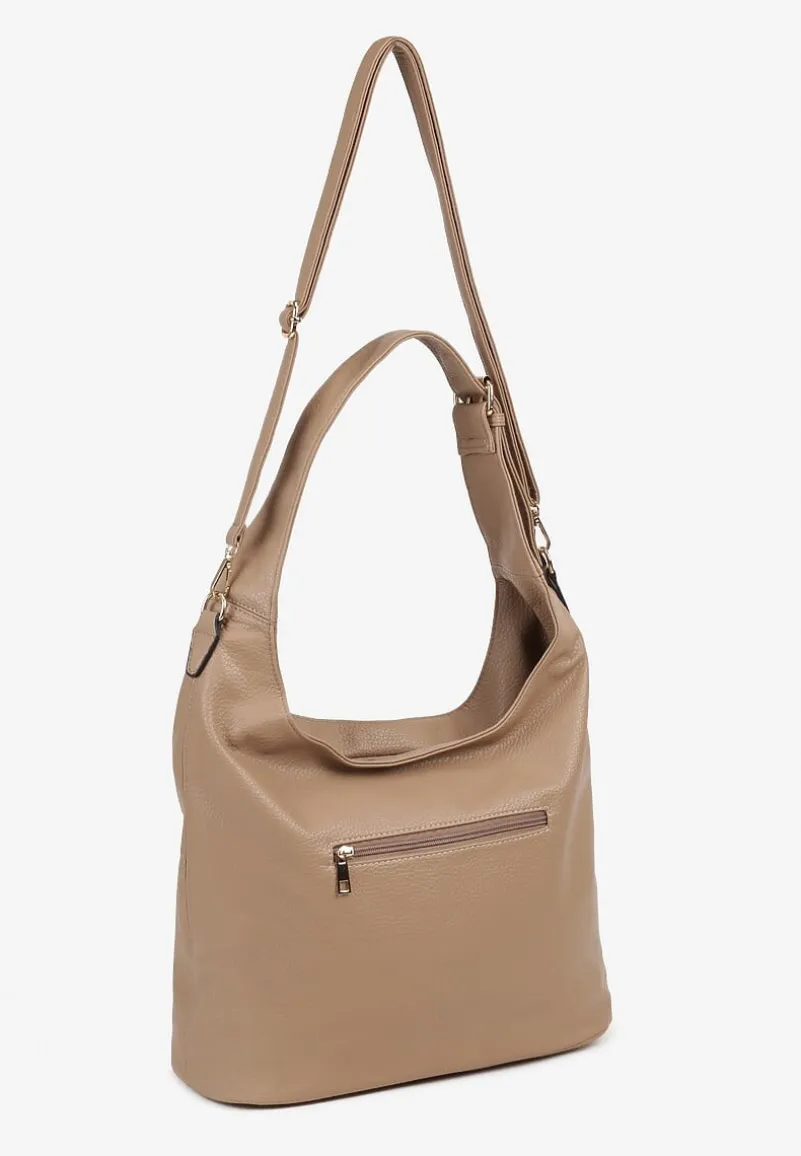 Ciemnobeżowa Torebka Typu Hobo z Dołączonym Regulowanym Paskiem Senawin