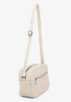 Ciemnobeżowa Torebka w Stylu Listonoszki z Napisem Dolenna