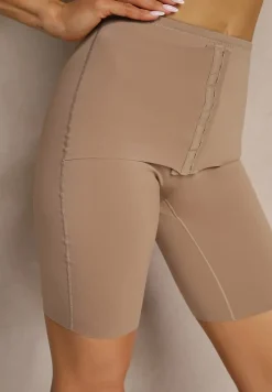 Ciemnobeżowa Bielizna modelująca Majtki Typu Szorty High Waist Liradelle