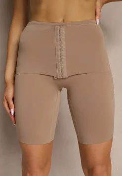 Ciemnobeżowa Bielizna modelująca Majtki Typu Szorty High Waist Liradelle