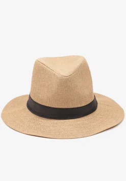 Ciemnobeżowa Czapka Kapelusz z Ozdobną Tasiemką Tinellaa