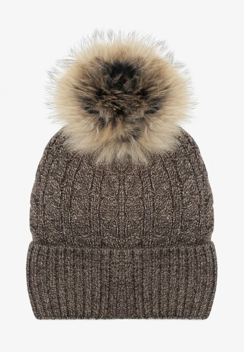 Ciemnobeżowa Czapka z Kaszmirem i Bawełną Don’t Leave Me