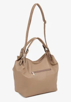 Ciemnobeżowa Duża Torebka na Ramię z Regulowanym Dodatkowym Paskiem Zemeriana