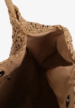 Ciemnobeżowa Plażowa Torebka Shopper z Plecionki Meriela