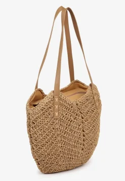 Ciemnobeżowa Pleciona Torebka na Ramię Liralice