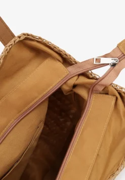 Ciemnobeżowa Pleciona Torebka na Ramię Liralice