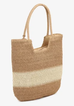 Ciemnobeżowa Pleciona Torebka z Frędzlem w Stylu Boho Rineriela