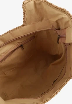 Ciemnobeżowa Pleciona Torebka z Frędzlem w Stylu Boho Rineriela