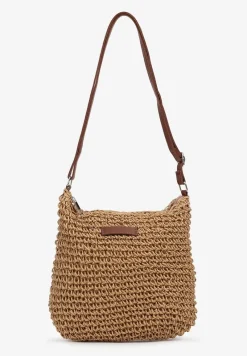 Ciemnobeżowa Torebka Boho z Plecionki z Regulowanym Paskiem Magnolla