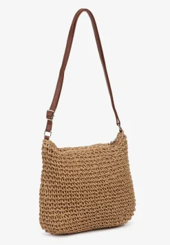 Ciemnobeżowa Torebka Boho z Plecionki z Regulowanym Paskiem Magnolla