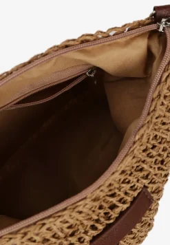 Ciemnobeżowa Torebka Boho z Plecionki z Regulowanym Paskiem Magnolla