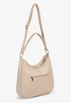 Ciemnobeżowa Torebka Shopperka z Frędzlami i Aplikacją Gelluria