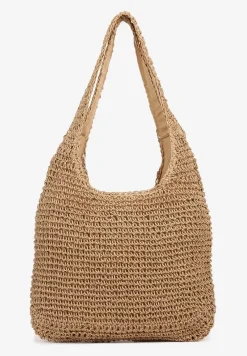 Ciemnobeżowa Torebka Typu Shopper z Plecionki Felevera