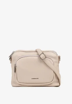 Ciemnobeżowa Torebka Typu Listonoszka z Dwiema Komorami Savarelle