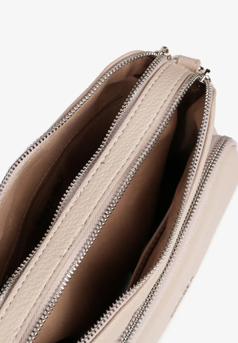 Ciemnobeżowa Torebka Typu Listonoszka z Dwiema Komorami Savarelle