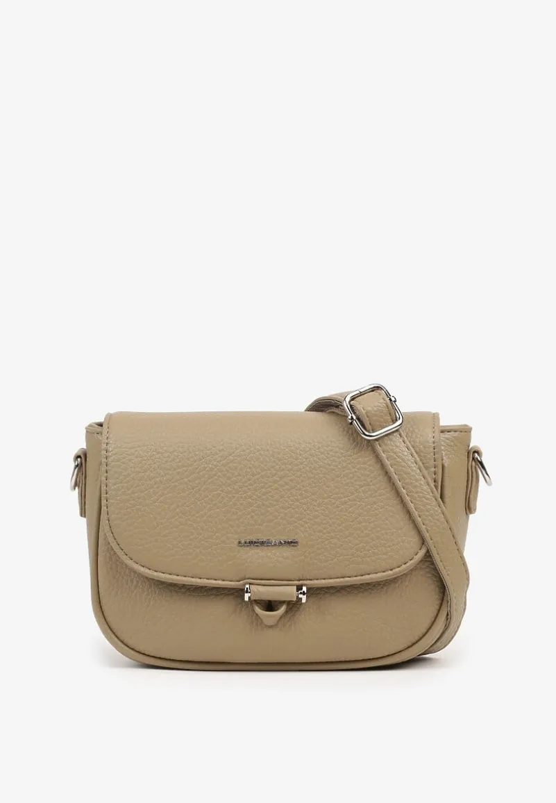 Ciemnobeżowa Torebka Typu Listonoszka Zamykana na Klapę Izarae