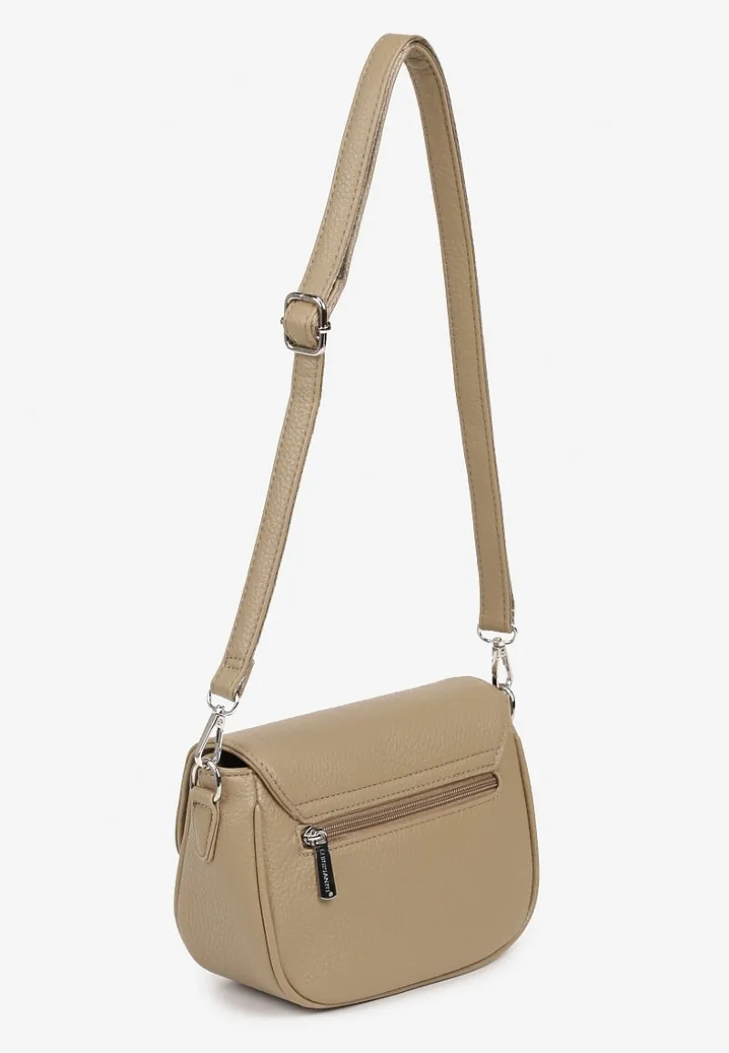 Ciemnobeżowa Torebka Typu Listonoszka Zamykana na Klapę Izarae
