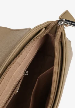 Ciemnobeżowa Torebka Typu Listonoszka Zamykana na Klapę Izarae