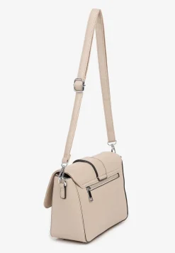 Ciemnobeżowa Torebka Typu Listonoszka z Klapą Zdobiona Aplikacją Niraline