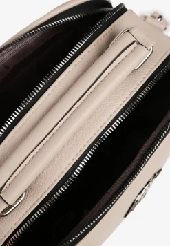 Ciemnobeżowa Torebka Typu Listonoszka z Rączką Zdobiona Aplikacją Avenissa