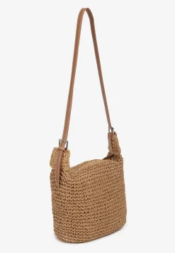 Ciemnobeżowa Torebka z Plecionki na Regulowanym Pasku Antolla