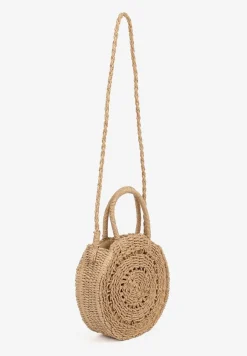 Ciemnobeżowa Torebka z Plecionki o Okrągłym Kształcie Felumea