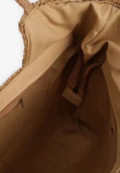 Ciemnobeżowa Torebka z Plecionki na Rączkach z Chwostami Livonia