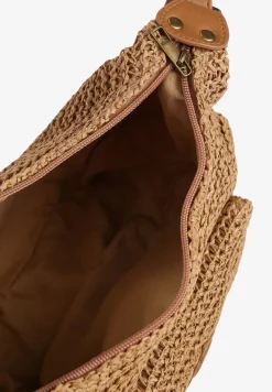 Ciemnobeżowa Torebka z Plecionki Ozdobiona Kieszonką Sadinele